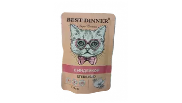 Изображение товара BEST DINNER Super Premium Sterilised Влажный корм для кошек индейка суфле 85г