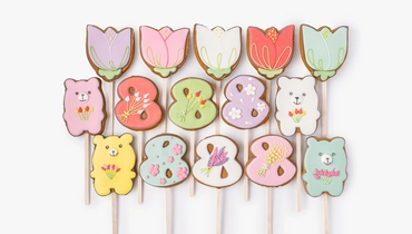 Пряник имбирный "8 марта" на&nbsp;палочке, 1 шт.