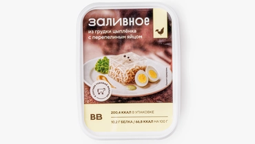 Изображение товара Заливное из грудки цыпленка с перепелиным яйцом