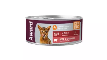 Изображение товара AWARD Adult Корм влаж.паштет из говядины со шпинатом д/кошек 100г