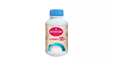 Изображение товара Сливки Вкуснотеево ультрапастеризованные 10% 450 г - насыщенный вкус и длительный срок хранения