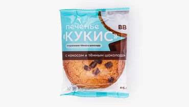 Изображение товара Кукис с кокосом и темным шоколадом - мягкое порционное печенье 65 г натуральный состав