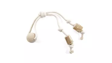 Изображение товара Игрушка для собак COFFEE WOOD "Кофейные бочонки на верёвке с шариком" из натурального дерева