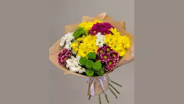 Изображение товара Букет цветных хризантем 11 шт FMART by flowwow