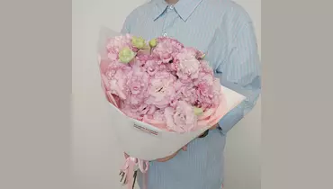 Изображение товара Подарочный букет эустом Розовая пудра Bambini 1000 г 9 цветов