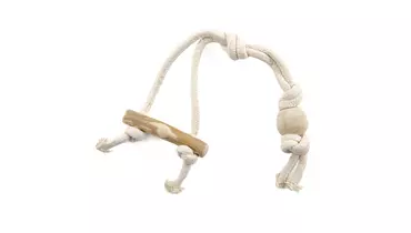 Изображение товара Игрушка для собак Палочка на канате с шариком натуральное кофейное дерево 200 г