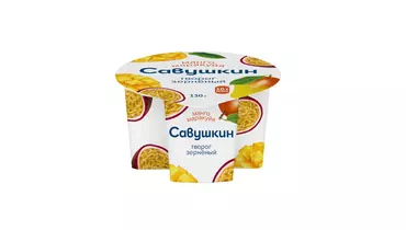 Изображение товара Творог зерненый Савушкин Продукт с фруктовым наполнителем Манго-маракуйя 130 г