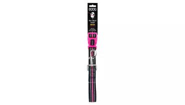 Изображение товара DOOG Поводок регулируемый для собак "NEON RIN TIN TIN", чёрно-розовый, 130-160/2.5см (Австралия)