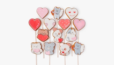 Пряник имбирный "14 февраля" на&nbsp;палочке