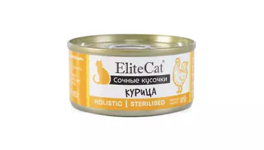 Изображение товара ELITECAT Дополнительное питание для кошек сочные кусочки "Курица", 85гр