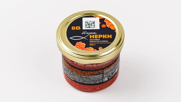Икра нерки лососевая зернистая соленая ст/б охл., 100 г