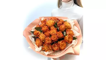 Яркий букет из&nbsp;25 шт оранжевых роз