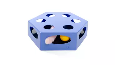 Изображение товара SkyRus Игрушка для кошек интерактивная Hexagon Maze, голубая 20.4x6.8x23 см