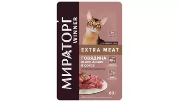 Изображение товара WINNER 80гр корм для взрослых кошек с говядиной в соусе Extra Meat
