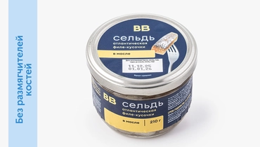 Изображение товара Сельдь атлантическая филе-кусочки в масле 210 г ст/б.