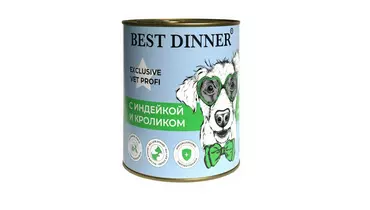 Изображение товара Влажный корм для собак BEST DINNER Vet Profi Exclusive гипоаллергенный индейка и кролик 340г