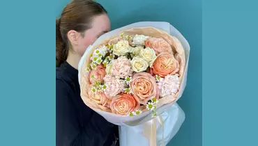 Крем брюле. Розы ромашки гвоздики FMART by flowwow