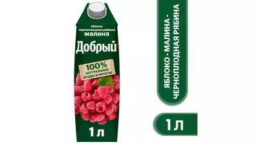 Изображение товара Нектар Добрый Яблоко-малина-рябина 1 л без добавок натуральный вкус