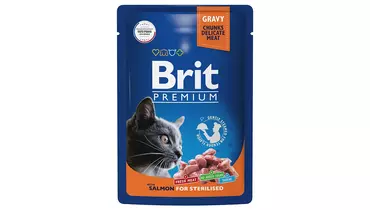 Изображение товара Влажный корм для стерилизованных кошек BRIT Premium Cat 85г лосось в соусе пауч