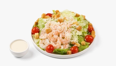 Изображение товара Салат Цезарь с креветками 400 г вкусное и свежее блюдо