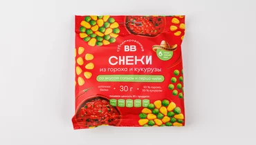 Снеки из кукурузы и гороха со вкусом сальсы и перца чили