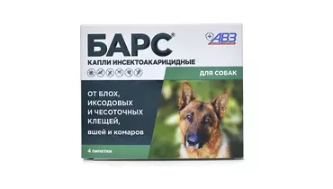 Изображение товара БАРС инсектоакарицидные капли для собак до 10 кг, 4 пипетки