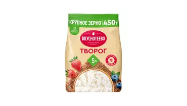 Изображение товара Творог Вкуснотеево 5% 450 г - нежный и натуральный