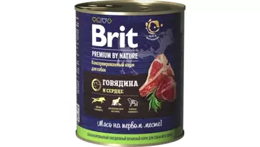Изображение товара BRIT Premium by Nature Dog Adult Корм влаж.говядина и сердце д/собак конс.850г