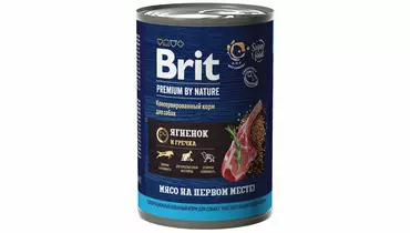 Изображение товара BRIT Premium by Nature влажный корм для собак ягненок с гречкой 410г