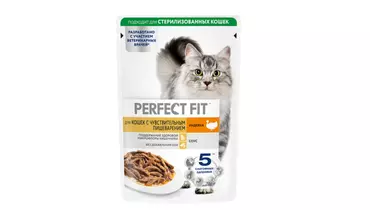 Изображение товара Корм влажный для кошек Perfect Fit с индейкой 75&nbsp;г