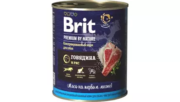 Изображение товара BRIT Premium by Nature Dog Adult Корм влаж.говядина и рис д/собак конс.850г