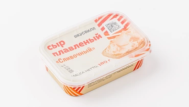 Изображение товара Плавленый сливочный сыр ВкусВилл 180 г мягкая текстура вкусное качество