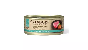 Изображение товара GRANDORF Корм влаж.филе тунца с мясом лосося д/кошек конс.70г