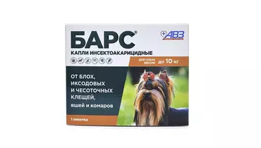 Изображение товара БАРС капли инсектоакарицидные для собак до 10 кг (1 пип. по 0,67 мл) (АВЗ)