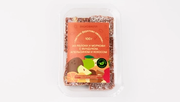 Пастила фруктово-овощная из яблока и моркови с фундуком, апельсином и кокосом 100 гр