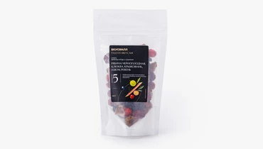 Изображение товара Смесь вяленых ягод с сахаром черноплодная рябина клюква крыжовник изюм ревень