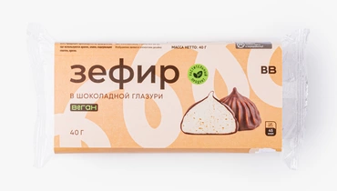 Изображение товара Веганский зефир в шоколадной глазури ВкусВилл 40 г - натуральный десерт без яиц