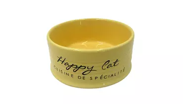 Изображение товара DUVO+ Миска для животных керамическая, "Happy Cat", жёлтая, 10.5см/300мл (Бельгия)