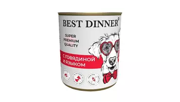 Изображение товара BEST DINNER Super Premium Влажный корм для собак говядина с языком 340 г