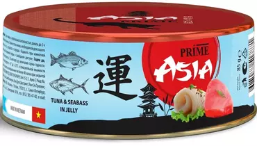Изображение товара Влажный корм PRIME ASIA для кошек тунец с сибасом в желе 85 г