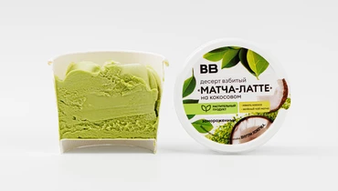 Десерт взбитый замороженный «Матча-латте» на кокосовом