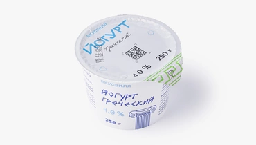 Изображение товара Греческий йогурт 4% ВкусВилл 250 г без добавок