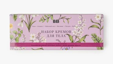 Набор кремов для&nbsp;тела "Пион-Сандал, Табачный лист-Ветивер, Пачули-Бобы тонка", 3 шт