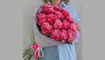 Букет 15 розовых пионовидных роз FMART by flowwow