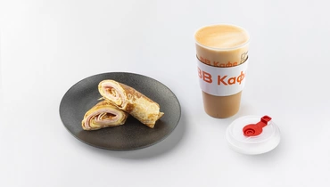 Изображение товара Комбо набор: блинчик с ветчиной и сыром + капучино 0,4 л