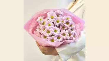 Изображение товара Розово сиреневая хризантема в букете FMART by flowwow — нежный подарок для молодой девушки