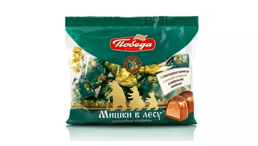 Изображение товара Конфеты шоколадные Победа вкуса Мишки в лесу 200 г с начинкой и вафельной крошкой