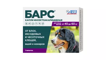 Изображение товара БАРС капли инсектоакарицидные для собак 40-60 кг, 1 пип по 4.02 мл