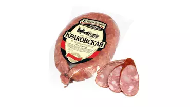 Изображение товара Колбаса полукопченая Егорьевская Краковская 340 г натуральная оболочка