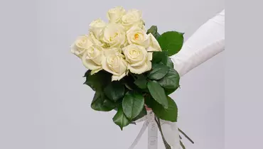 Букет из&nbsp;9 белых роз 60см (Россия) под&nbsp;ленту
